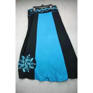 Coline Women's Blue and Black Colorblock Maxi Skirt-Size XL